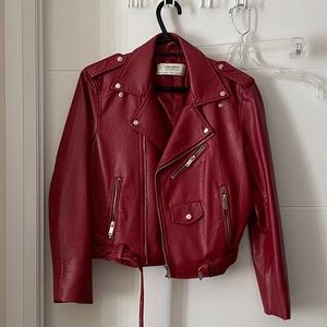Zara red faux leather jacket